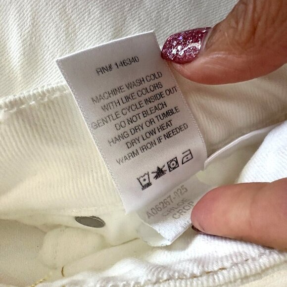 AMO Chloe Crop Jeans In‎ Sea Salt White Denim Organic Cotton - Picture 9 of 16